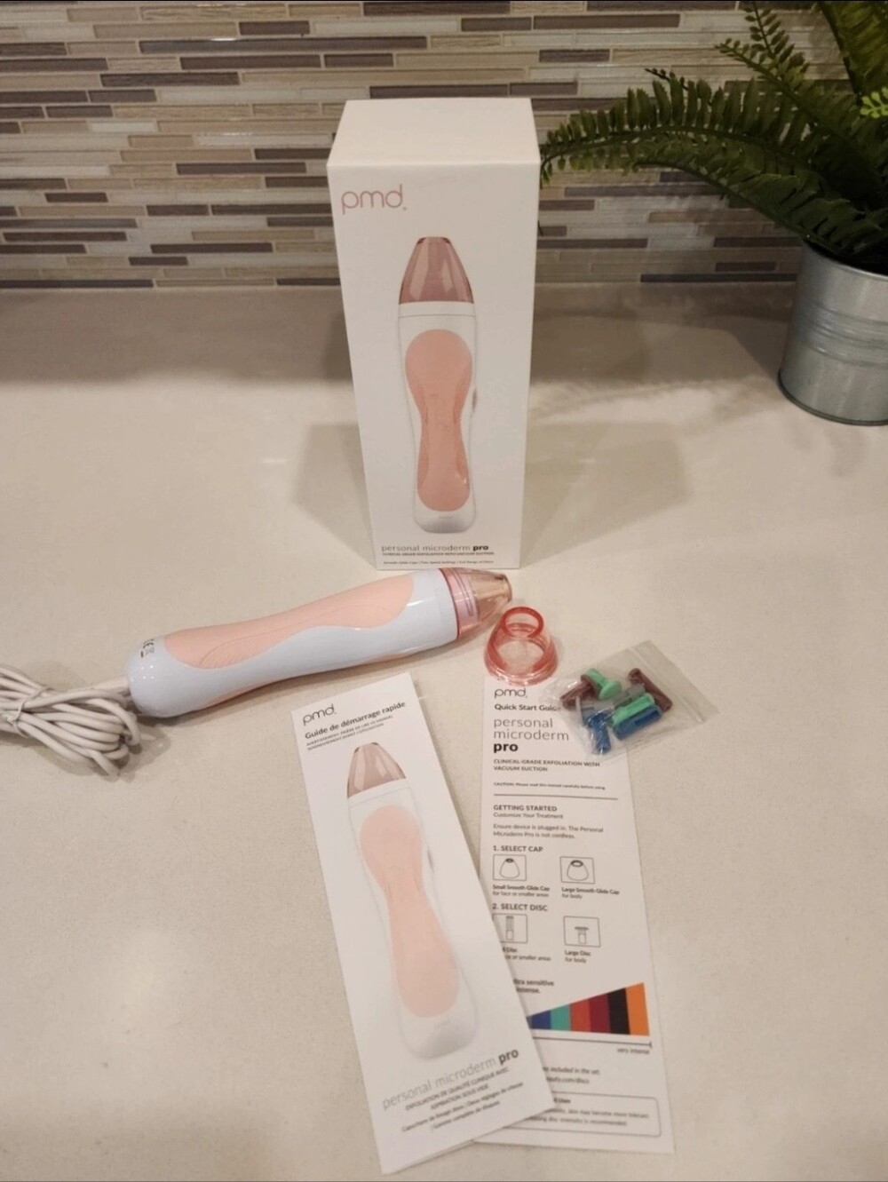 PMD Pink and White Personal Microderm PRO with DeviceAccessories